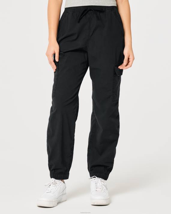 Hollister Kvinder ultra højhus baggy twill cargo joggere 2H8Z560 bunde sort