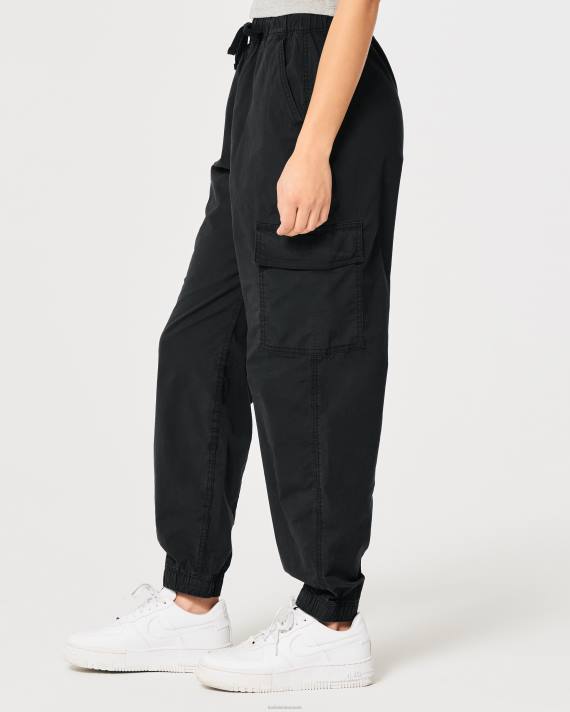Hollister Kvinder ultra højhus baggy twill cargo joggere 2H8Z560 bunde sort