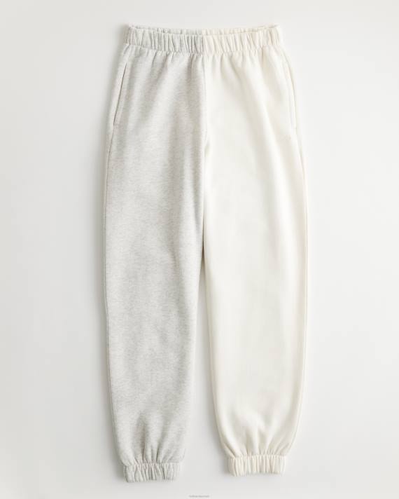Hollister Kvinder ultra højhuse fleece far joggers 2H8Z713 bunde lysegrå farveblok