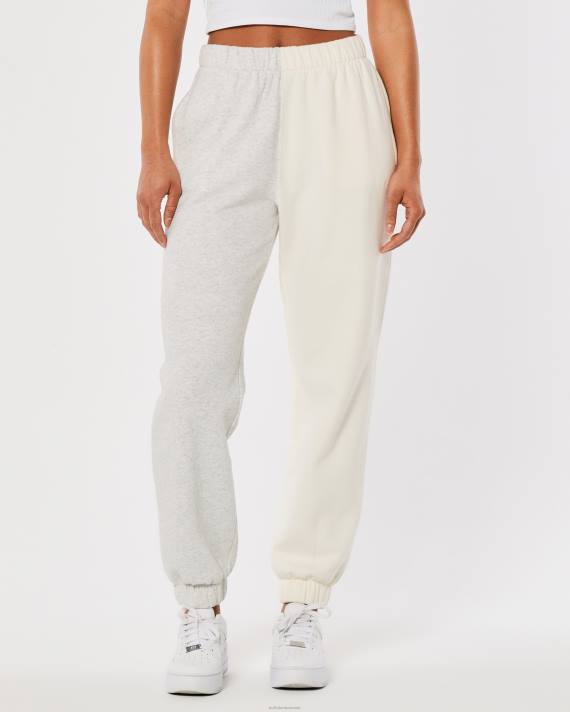 Hollister Kvinder ultra højhuse fleece far joggers 2H8Z713 bunde lysegrå farveblok