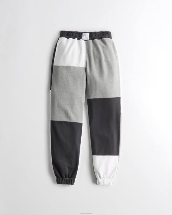 Hollister Kvinder ultra højhuse fleece patchwork far joggere 2H8Z720 bunde grå