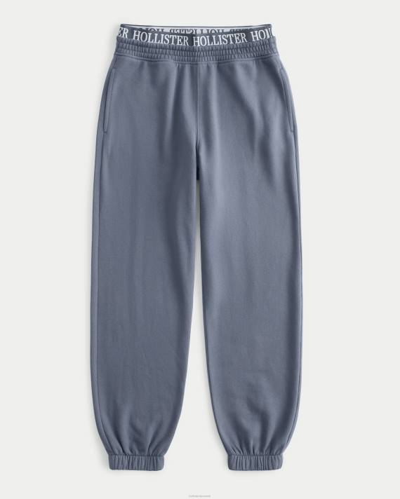 Hollister Kvinder ultra high-rise logo talje fleece far joggers 2H8Z638 bunde blå