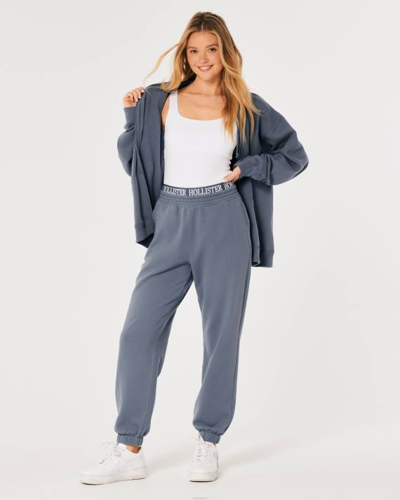 Hollister Kvinder ultra high-rise logo talje fleece far joggers 2H8Z638 bunde blå