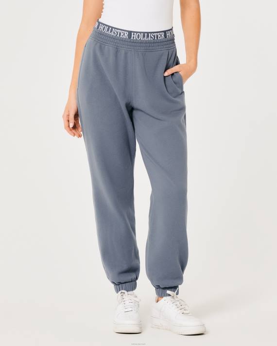 Hollister Kvinder ultra high-rise logo talje fleece far joggers 2H8Z638 bunde blå