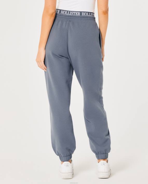 Hollister Kvinder ultra high-rise logo talje fleece far joggers 2H8Z638 bunde blå