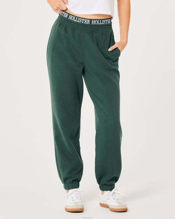 Hollister Kvinder ultra high-rise logo talje fleece far joggers 2H8Z690 bunde mørkegrøn