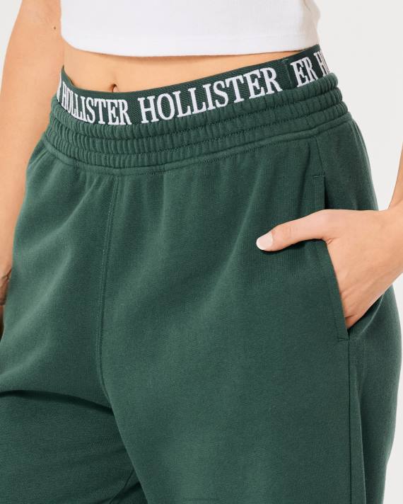 Hollister Kvinder ultra high-rise logo talje fleece far joggers 2H8Z690 bunde mørkegrøn