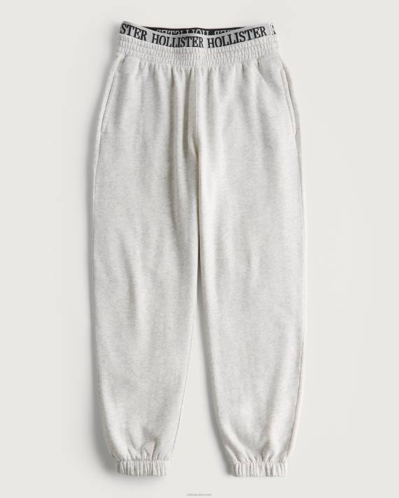 Hollister Kvinder ultra high-rise logo talje fleece far joggers 2H8Z705 bunde lys gråmeleret