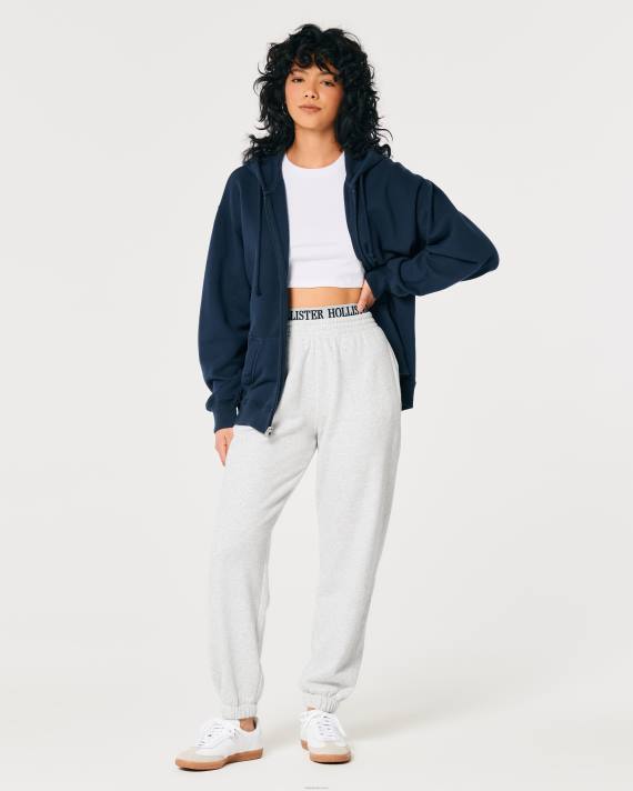 Hollister Kvinder ultra high-rise logo talje fleece far joggers 2H8Z705 bunde lys gråmeleret