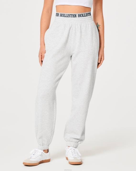 Hollister Kvinder ultra high-rise logo talje fleece far joggers 2H8Z705 bunde lys gråmeleret