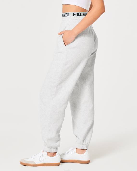 Hollister Kvinder ultra high-rise logo talje fleece far joggers 2H8Z705 bunde lys gråmeleret