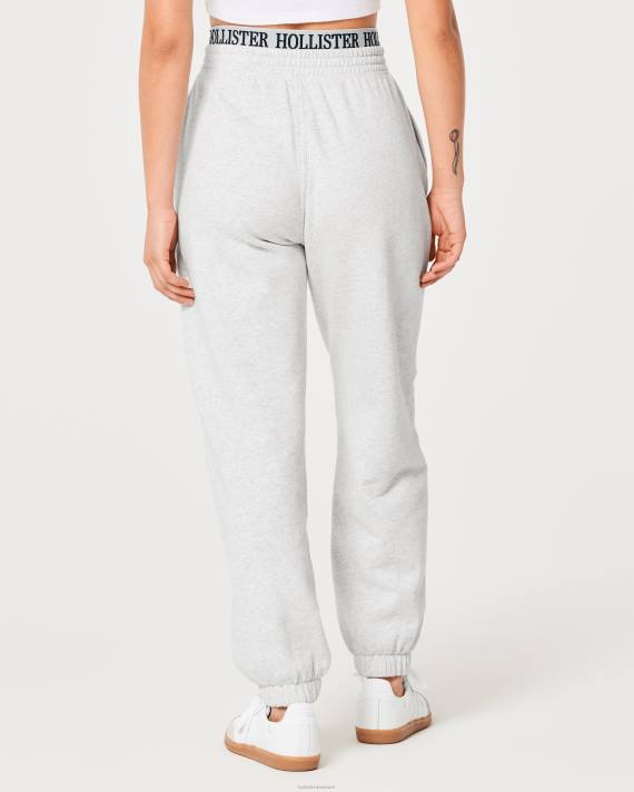 Hollister Kvinder ultra high-rise logo talje fleece far joggers 2H8Z705 bunde lys gråmeleret