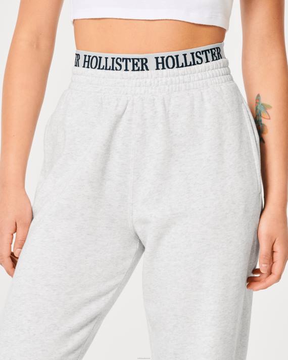 Hollister Kvinder ultra high-rise logo talje fleece far joggers 2H8Z705 bunde lys gråmeleret