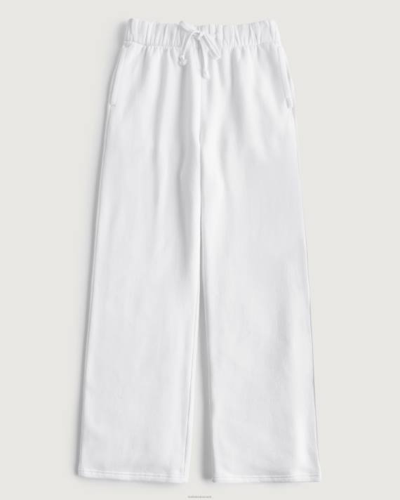 Hollister Kvinder gilly hicks aktive essentials fleece sweatpants med brede ben 2H8Z669 bunde hvid