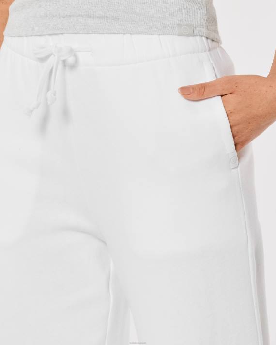 Hollister Kvinder gilly hicks aktive essentials fleece sweatpants med brede ben 2H8Z669 bunde hvid