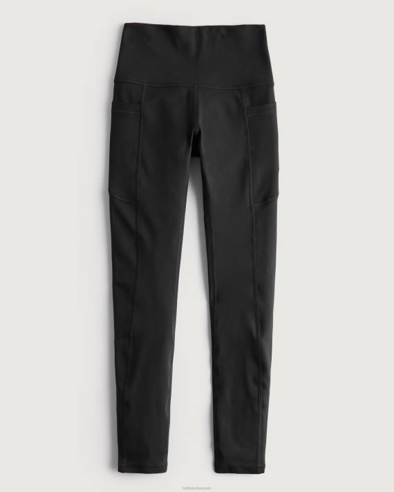 Hollister Kvinder gilly hicks aktiv genopladning høj-talje lomme 7/8 leggings 2H8Z634 bunde sort