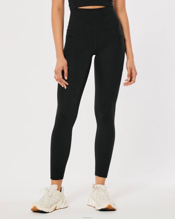 Hollister Kvinder gilly hicks aktiv genopladning høj-talje lomme 7/8 leggings 2H8Z634 bunde sort