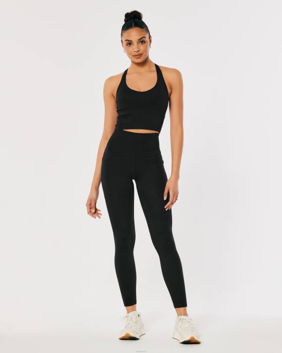 Hollister Kvinder gilly hicks aktiv genopladning høj-talje lomme 7/8 leggings 2H8Z634 bunde sort