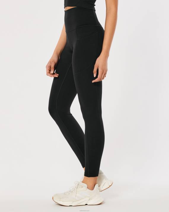 Hollister Kvinder gilly hicks aktiv genopladning høj-talje lomme 7/8 leggings 2H8Z634 bunde sort