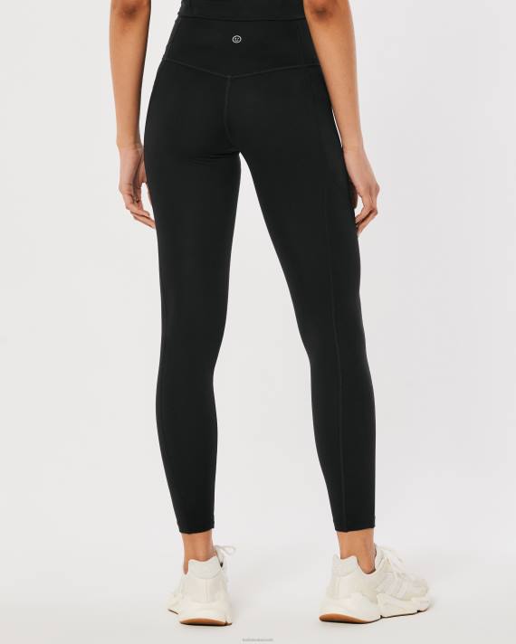 Hollister Kvinder gilly hicks aktiv genopladning høj-talje lomme 7/8 leggings 2H8Z634 bunde sort