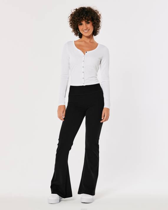 Hollister Kvinder udstrakte leggings 2H8Z526 bunde sort fast stof