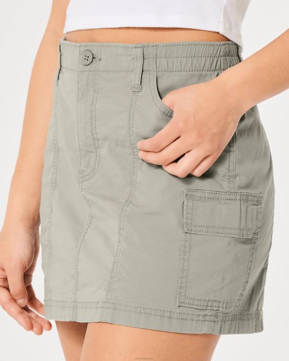Hollister Kvinder højhus poplin cargo mini-nederdel 2H8Z544 bunde olivengrøn