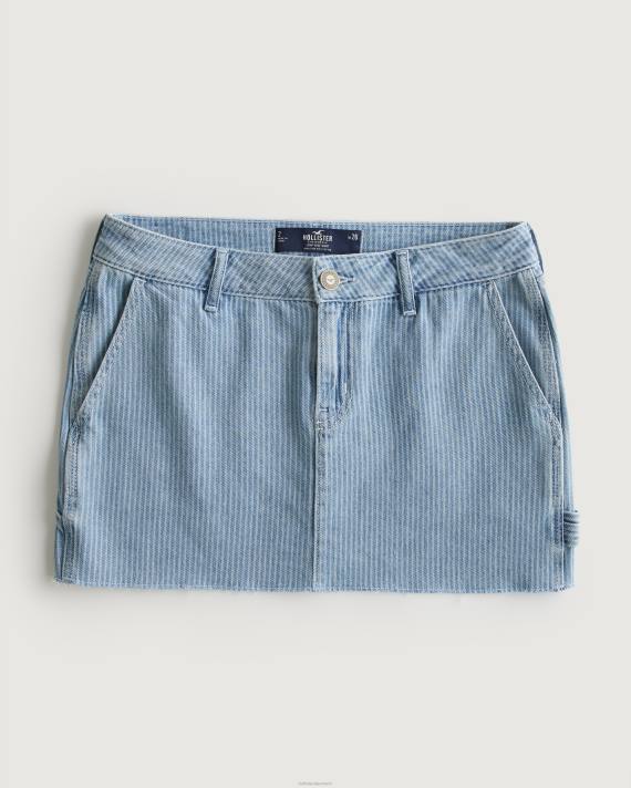Hollister Kvinder lav-rise jernbane stribe snedker mini nederdel 2H8Z724 bunde let vaskestribe