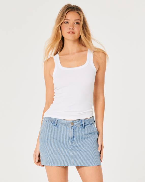 Hollister Kvinder lav-rise jernbane stribe snedker mini nederdel 2H8Z724 bunde let vaskestribe