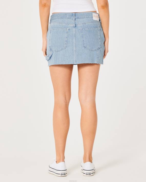 Hollister Kvinder lav-rise jernbane stribe snedker mini nederdel 2H8Z724 bunde let vaskestribe