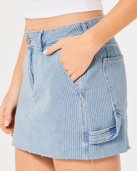 Hollister Kvinder lav-rise jernbane stribe snedker mini nederdel 2H8Z724 bunde let vaskestribe