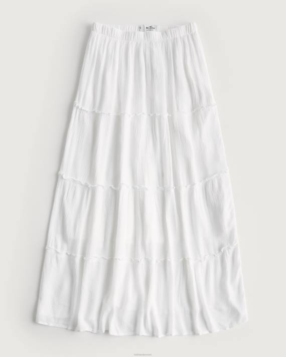 Hollister Kvinder maxi-nederdel i flere niveauer 2H8Z464 bunde hvid