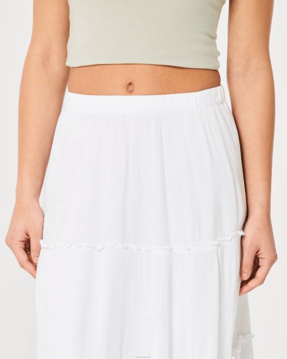 Hollister Kvinder maxi-nederdel i flere niveauer 2H8Z464 bunde hvid