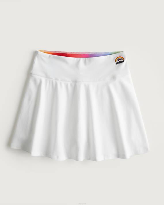Hollister Kvinder pride mini skater skort med justerbar stigning 2H8Z755 bunde hvid