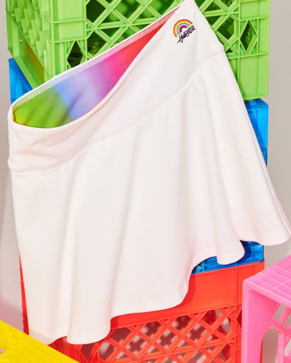 Hollister Kvinder pride mini skater skort med justerbar stigning 2H8Z755 bunde hvid