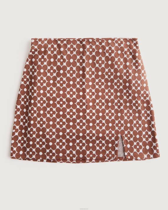 Hollister Kvinder strikket mini-nederdel med ultrahøj talje 2H8Z775 bunde brunt mønster