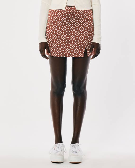 Hollister Kvinder strikket mini-nederdel med ultrahøj talje 2H8Z775 bunde brunt mønster