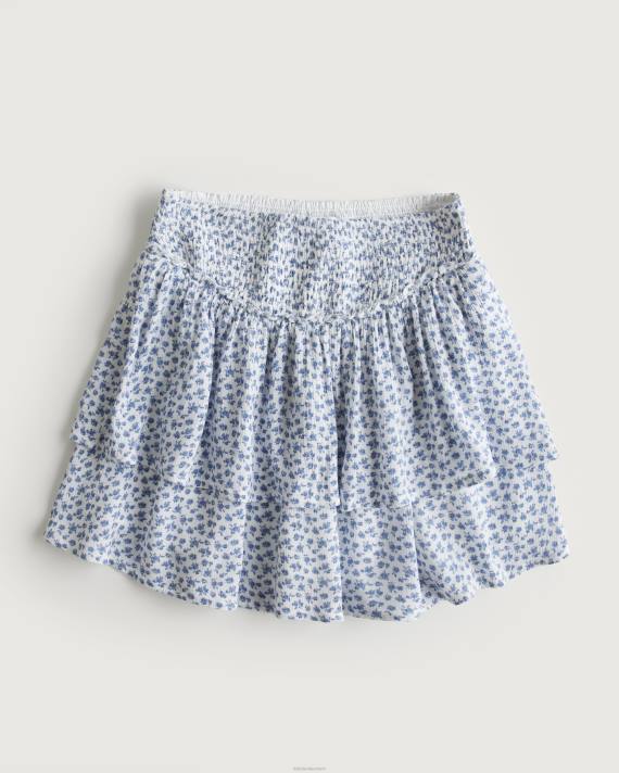 Hollister Kvinder ultra højhøjet tiered mini skort 2H8Z597 bunde hvid blomstret