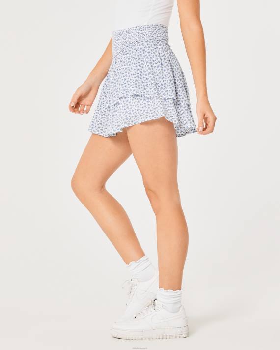 Hollister Kvinder ultra højhøjet tiered mini skort 2H8Z597 bunde hvid blomstret