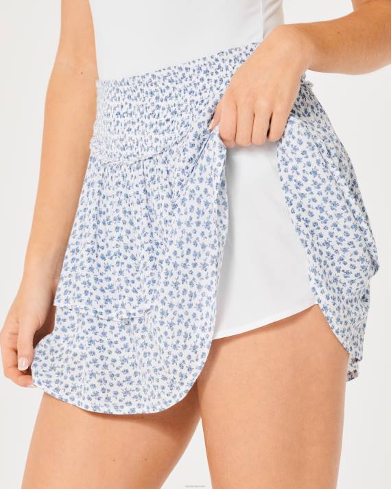 Hollister Kvinder ultra højhøjet tiered mini skort 2H8Z597 bunde hvid blomstret