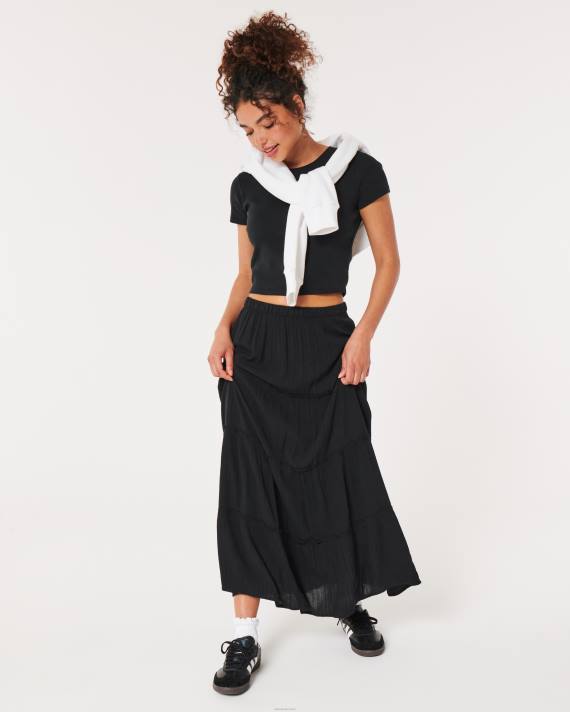 Hollister Kvinder ultra højtaljet maxi-nederdel 2H8Z744 bunde sort