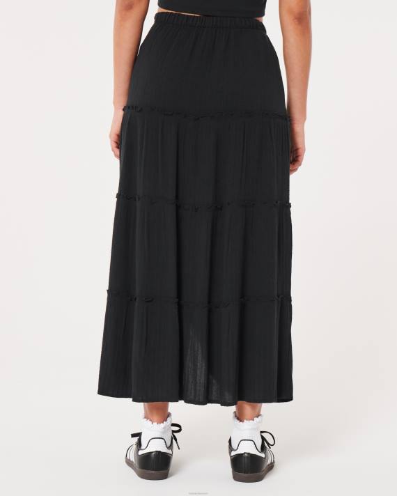 Hollister Kvinder ultra højtaljet maxi-nederdel 2H8Z744 bunde sort