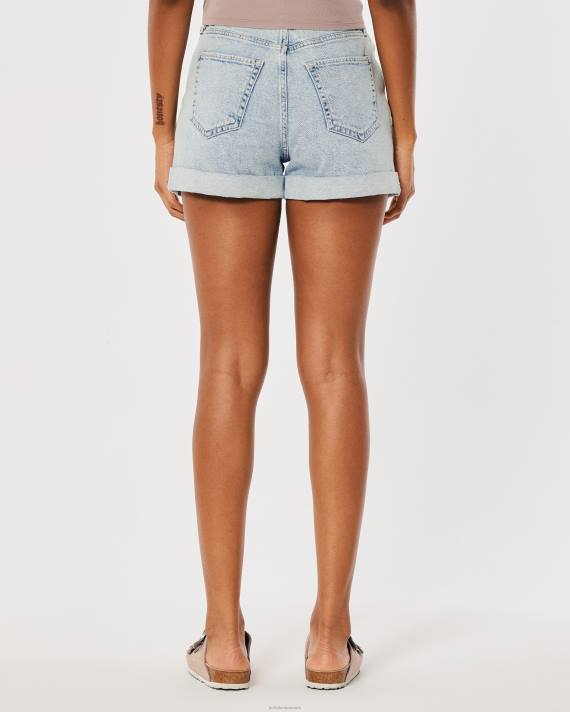 Hollister Kvinder buede ultra højhuse ripped light acid wash denim mom shorts 2H8Z571 bunde let rippet vask