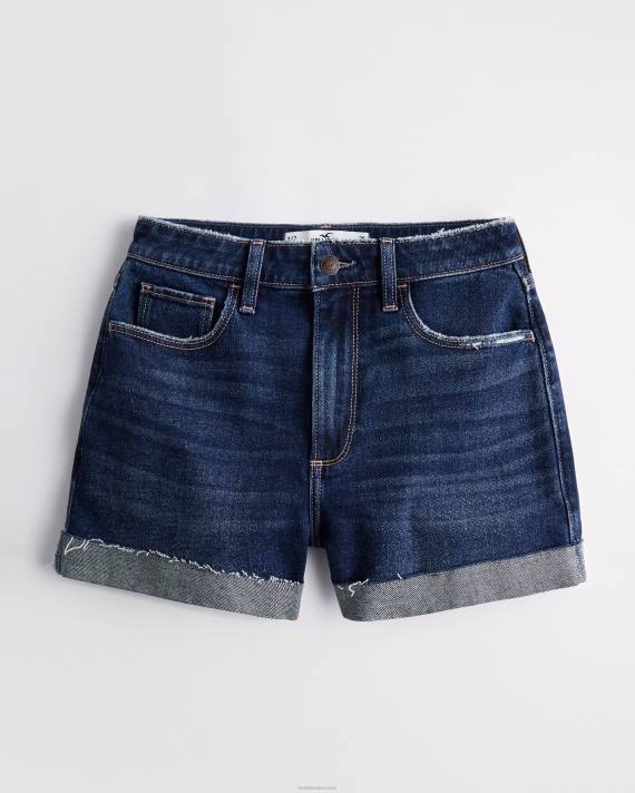 Hollister Kvinder buede, ultrahøje denim-morshorts 2H8Z752 bunde mørk vask