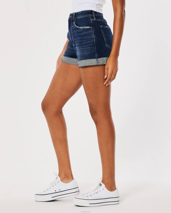 Hollister Kvinder buede, ultrahøje denim-morshorts 2H8Z752 bunde mørk vask