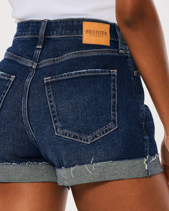 Hollister Kvinder buede, ultrahøje denim-morshorts 2H8Z752 bunde mørk vask