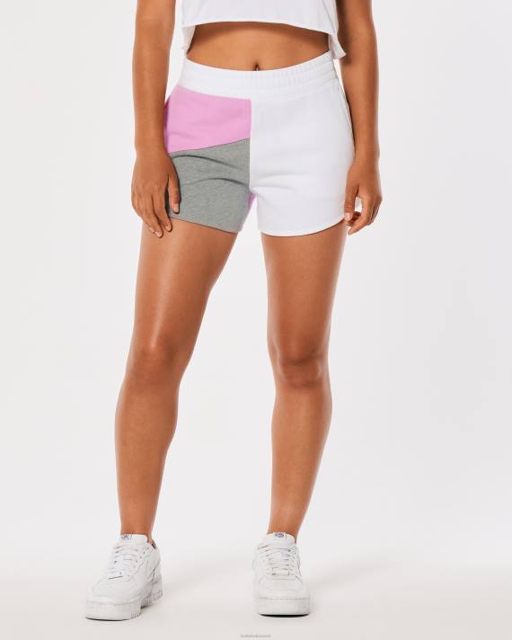 Hollister Kvinder farshorts med ultra høj talje, buet søm 2H8Z704 bunde pink-grå-hvid
