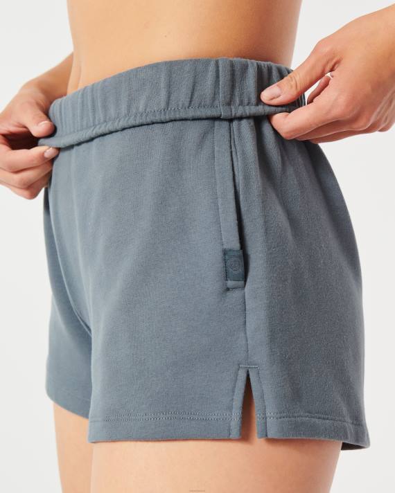 Hollister Kvinder gilly hicks fleeceshorts med rollover talje 2H8Z546 bunde blå grå