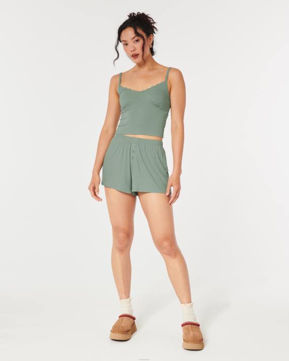 Hollister Kvinder gilly hicks jersey ribbede soveshorts 2H8Z710 bunde lysegrøn