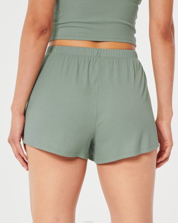 Hollister Kvinder gilly hicks jersey ribbede soveshorts 2H8Z710 bunde lysegrøn