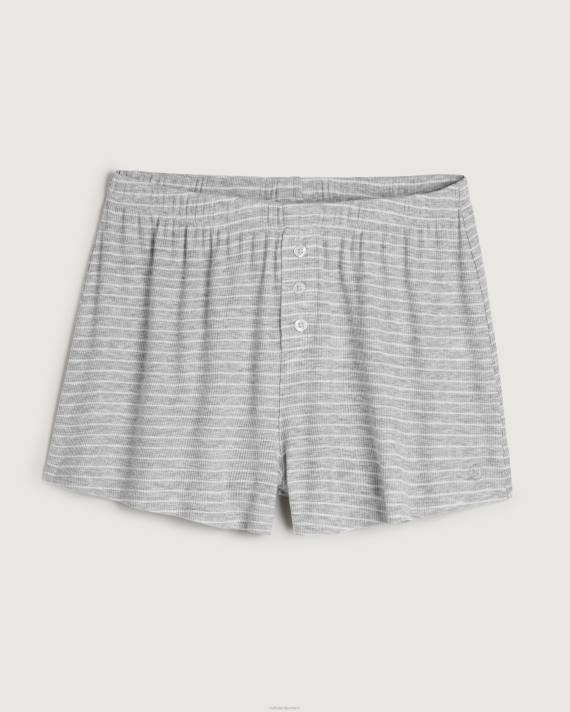 Hollister Kvinder gilly hicks jersey ribbede soveshorts 2H8Z733 bunde lys grå stribe